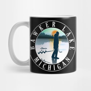 Bawker Lake Ice Fishing Michigan Sunset Mug